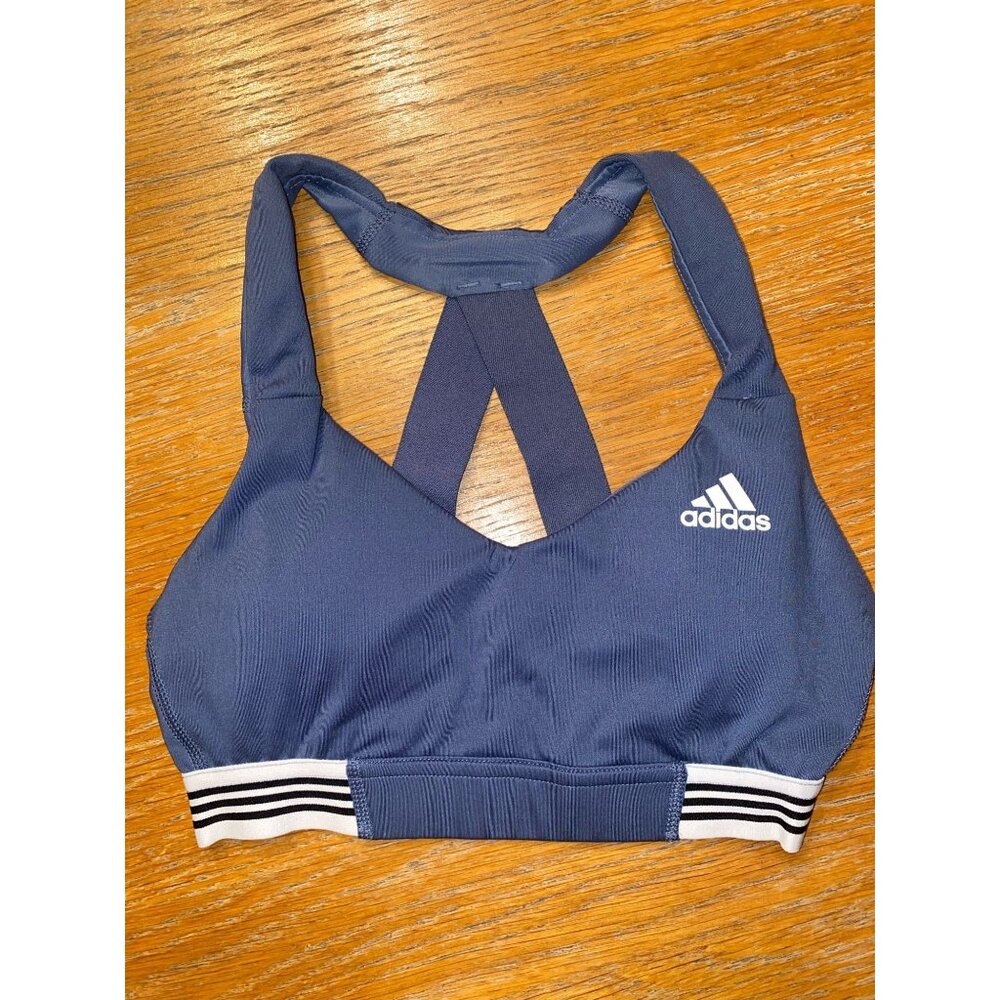 Adidas Womens Racerback Sports Bra XS Support Blue